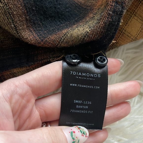 7 Diamonds Men's Orange Plaid Flannel - Picture 5 of 6